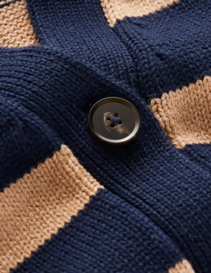 Lucy Relaxed Cotton Cardigan Navy/ Camel Melange Lucy Relaxed Cotton Cardigan Navy/ Camel Melange