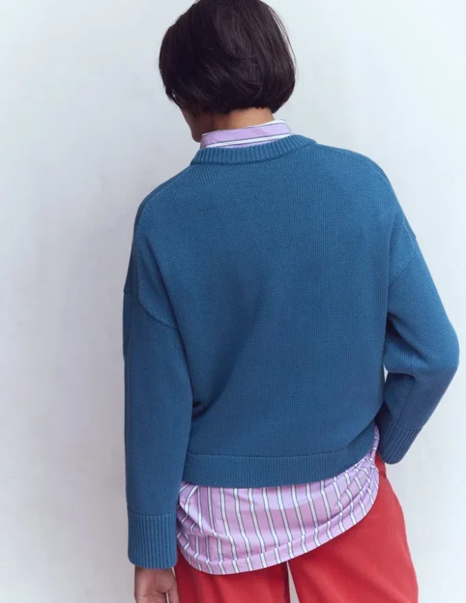 Lucy Relaxed Cotton Sweater Denim Blue Lucy Relaxed Cotton Sweater Denim Blue