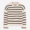 Lucy Relaxed Cotton Sweater Ivory, Brown Lucy Relaxed Cotton Sweater Ivory, Brown