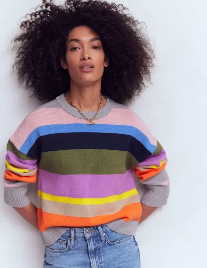 Lucy Relaxed Cotton Sweater Mutli, Rainbow Lucy Relaxed Cotton Sweater Mutli, Rainbow