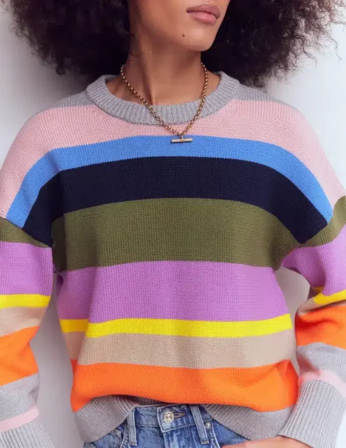Lucy Relaxed Cotton Sweater Mutli, Rainbow Lucy Relaxed Cotton Sweater Mutli, Rainbow