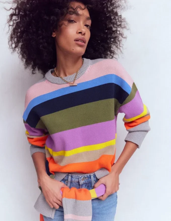 Lucy Relaxed Cotton Sweater Mutli, Rainbow Lucy Relaxed Cotton Sweater Mutli, Rainbow
