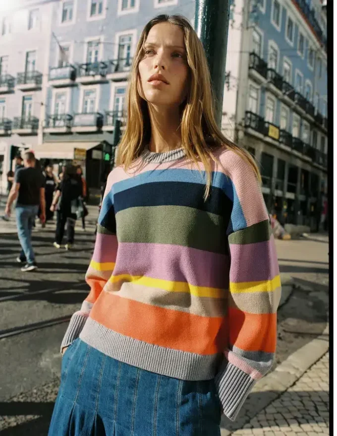 Lucy Relaxed Cotton Sweater Mutli, Rainbow Lucy Relaxed Cotton Sweater Mutli, Rainbow