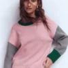 Lucy Relaxed Cotton Sweater Pink, Grey, Green Lucy Relaxed Cotton Sweater Pink, Grey, Green