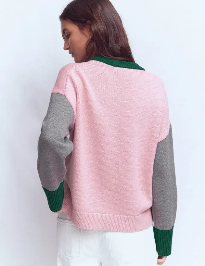 Lucy Relaxed Cotton Sweater Pink, Grey, Green Lucy Relaxed Cotton Sweater Pink, Grey, Green