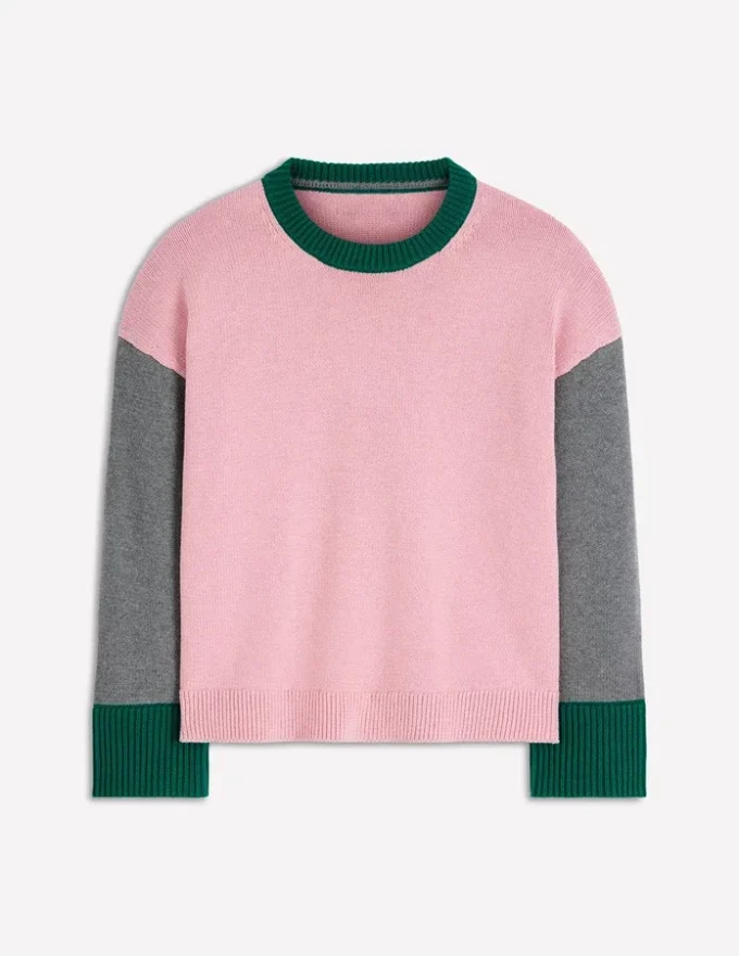 Lucy Relaxed Cotton Sweater Pink, Grey, Green Lucy Relaxed Cotton Sweater Pink, Grey, Green