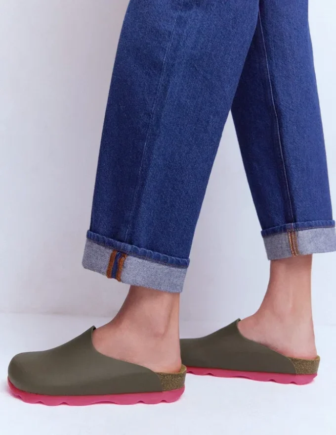 Lyla Colour Block Clogs Khaki/Pink Lyla Colour Block Clogs Khaki/Pink