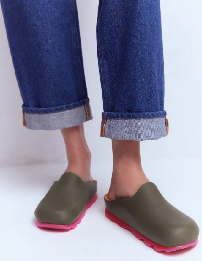 Lyla Colour Block Clogs Khaki/Pink Lyla Colour Block Clogs Khaki/Pink