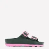 Lyla Double Buckle Sliders Khaki/Pink