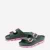 Lyla Double Buckle Sliders Khaki/Pink