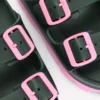 Lyla Double Buckle Sliders Khaki/Pink