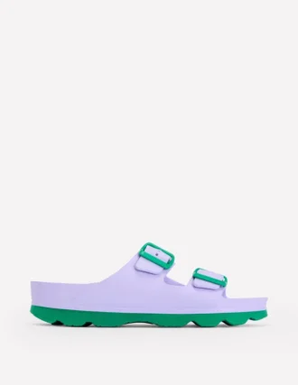Lyla Double Buckle Sliders Lavender Purple