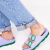 Lyla Double Buckle Sliders Lavender Purple