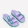 Lyla Double Buckle Sliders Lavender Purple