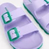 Lyla Double Buckle Sliders Lavender Purple