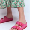 Lyla Double Buckle Sliders Pink/Red