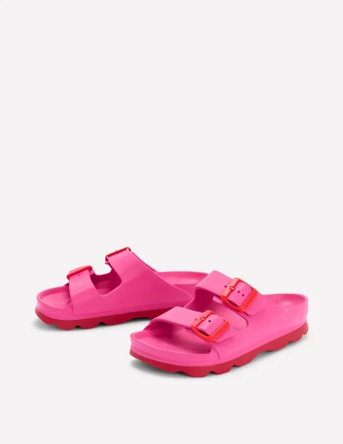 Lyla Double Buckle Sliders Pink/Red