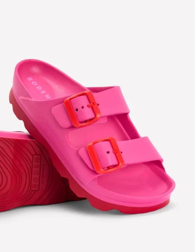 Lyla Double Buckle Sliders Pink/Red