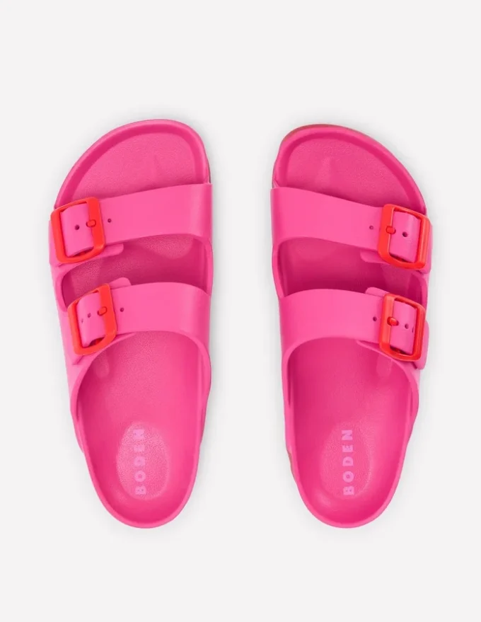 Lyla Double Buckle Sliders Pink/Red