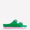 Lyla Double Buckle Sliders Rich Emerald/Soft Pink