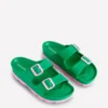 Lyla Double Buckle Sliders Rich Emerald/Soft Pink