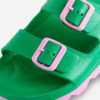 Lyla Double Buckle Sliders Rich Emerald/Soft Pink