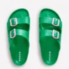 Lyla Double Buckle Sliders Rich Emerald/Soft Pink