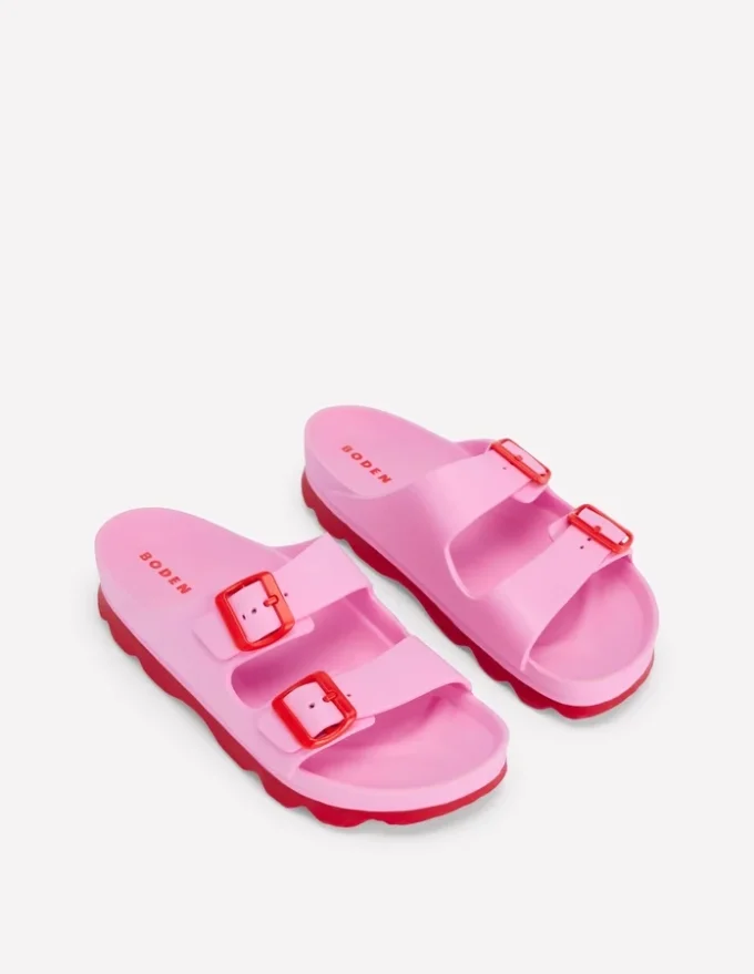Lyla Double Buckle Sliders Soft Pink Lyla Double Buckle Sliders Soft Pink