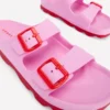 Lyla Double Buckle Sliders Soft Pink Lyla Double Buckle Sliders Soft Pink