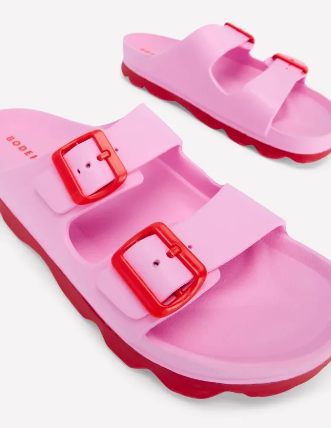 Lyla Double Buckle Sliders Soft Pink Lyla Double Buckle Sliders Soft Pink