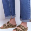 Lyla Printed Buckle Sliders Leopard