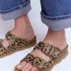 Lyla Printed Buckle Sliders Leopard