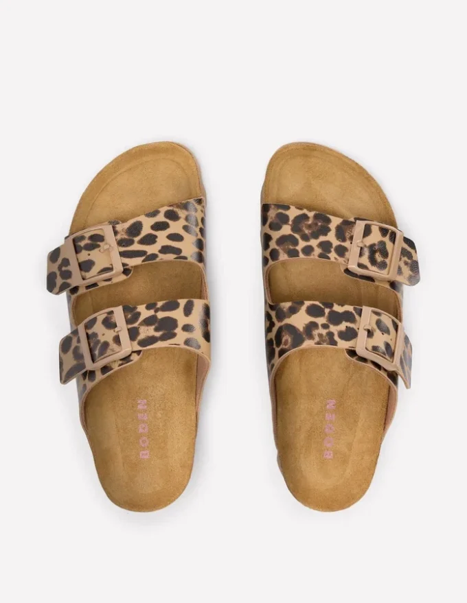 Lyla Printed Buckle Sliders Leopard