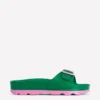 Lyla Single Buckle Sliders Green/Pink