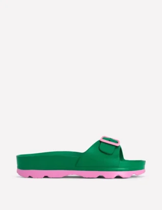Lyla Single Buckle Sliders Green/Pink
