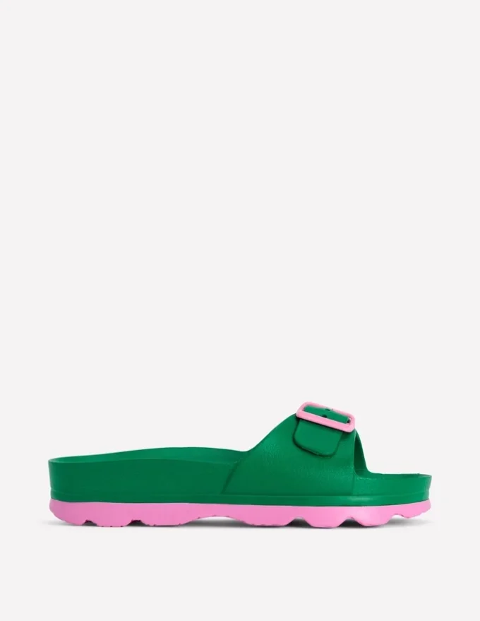 Lyla Single Buckle Sliders Green/Pink