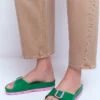 Lyla Single Buckle Sliders Green/Pink