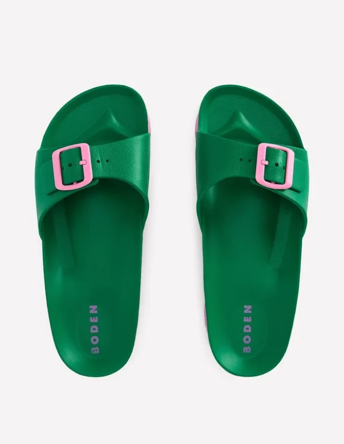 Lyla Single Buckle Sliders Green/Pink