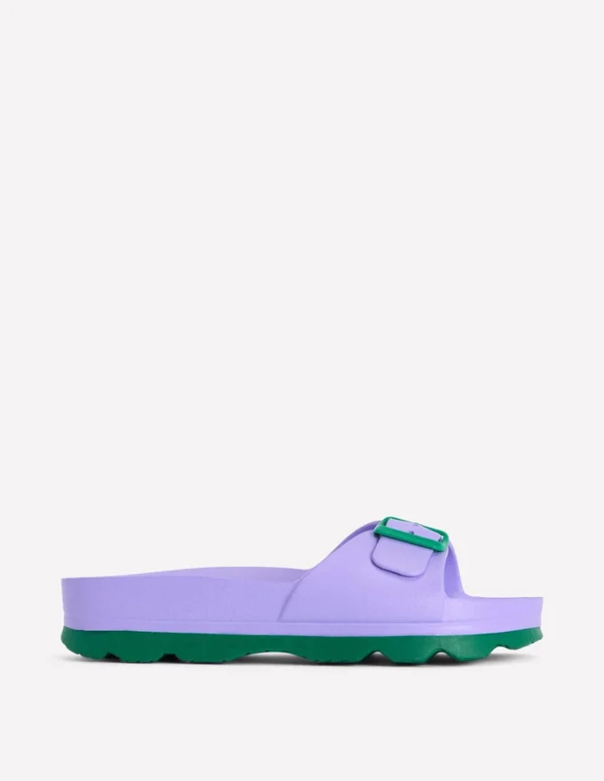 Lyla Single Buckle Sliders Lilac/Green