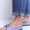 Lyla Single Buckle Sliders Lilac/Green