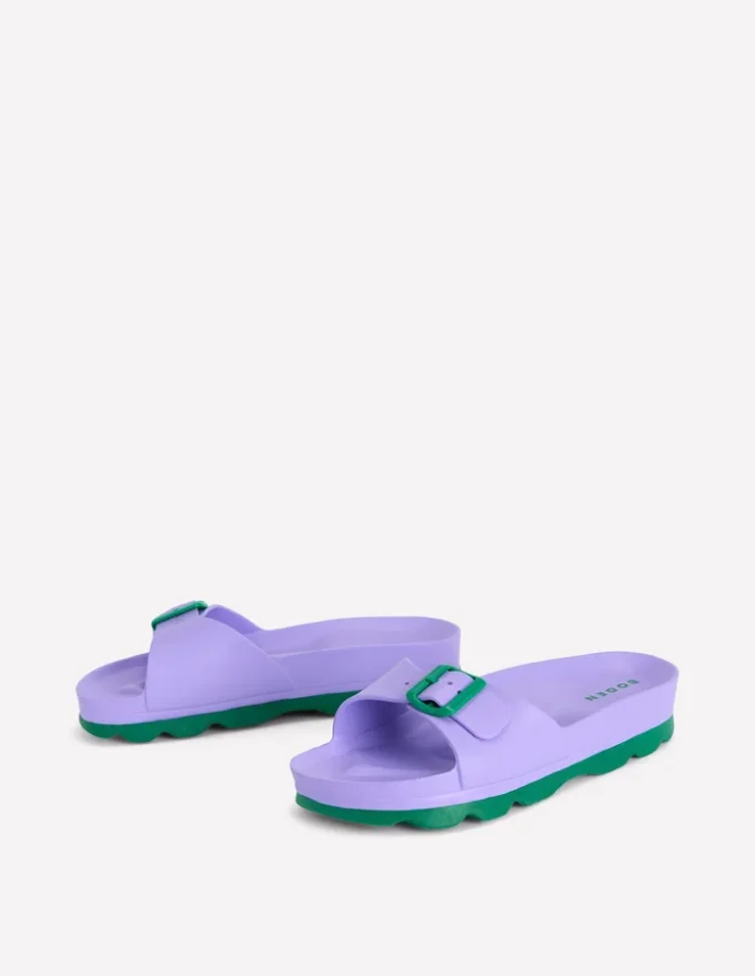 Lyla Single Buckle Sliders Lilac/Green