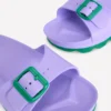 Lyla Single Buckle Sliders Lilac/Green