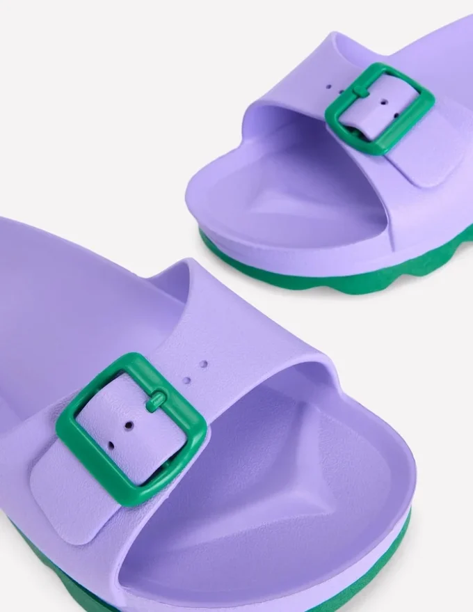 Lyla Single Buckle Sliders Lilac/Green