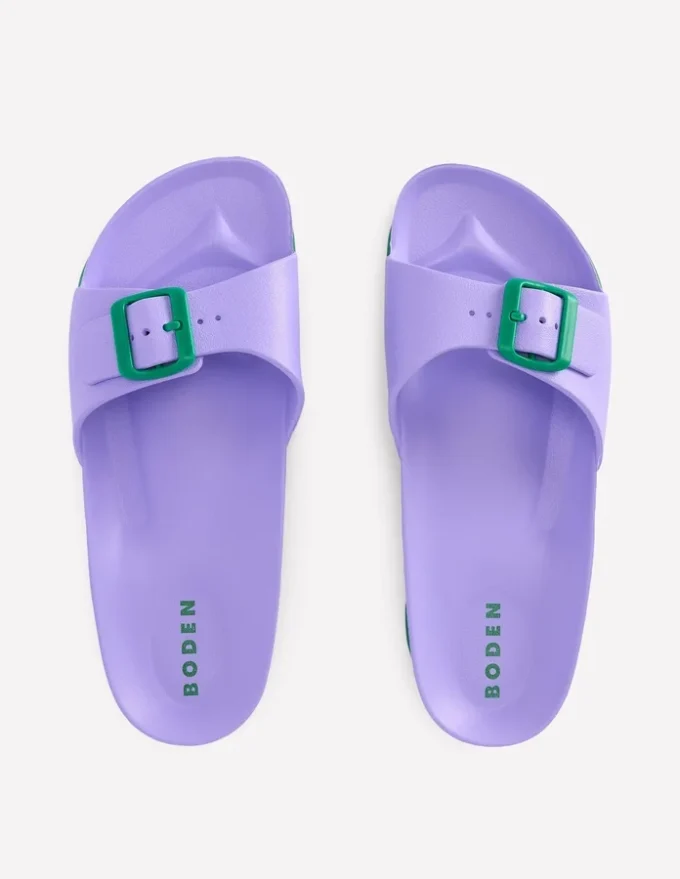 Lyla Single Buckle Sliders Lilac/Green
