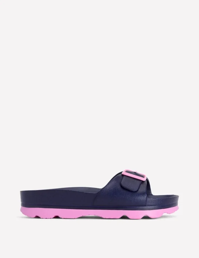 Lyla Single Buckle Sliders Navy/Pink