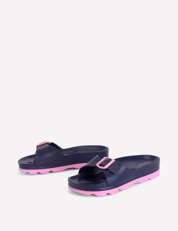 Lyla Single Buckle Sliders Navy/Pink