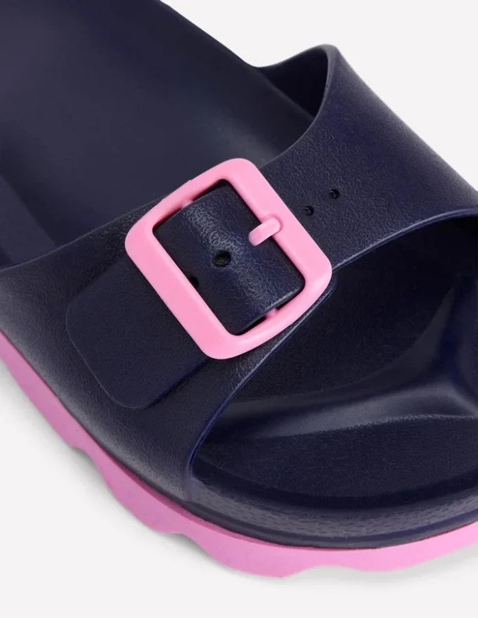 Lyla Single Buckle Sliders Navy/Pink