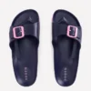 Lyla Single Buckle Sliders Navy/Pink