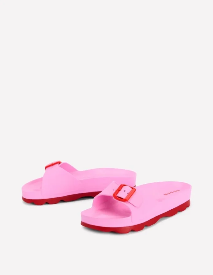 Lyla Single Buckle Sliders Pink/Red