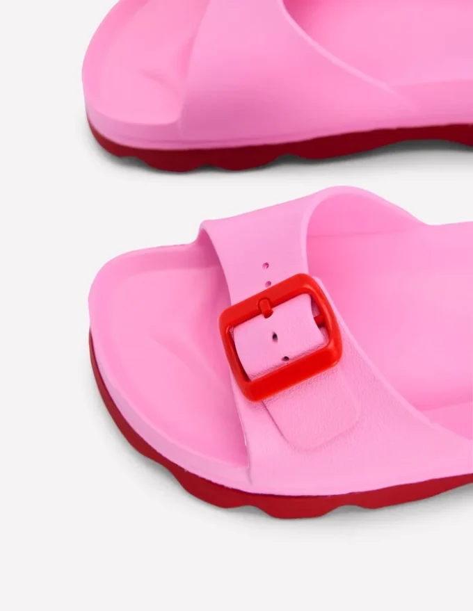 Lyla Single Buckle Sliders Pink/Red